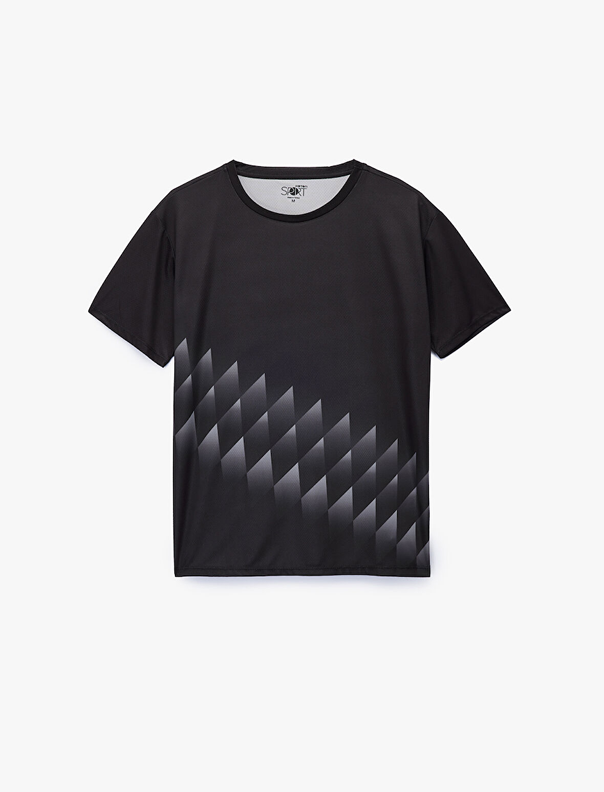 Rahat Kesim Kısa Kollu Desenli Bisiklet Yaka Spor Tişört