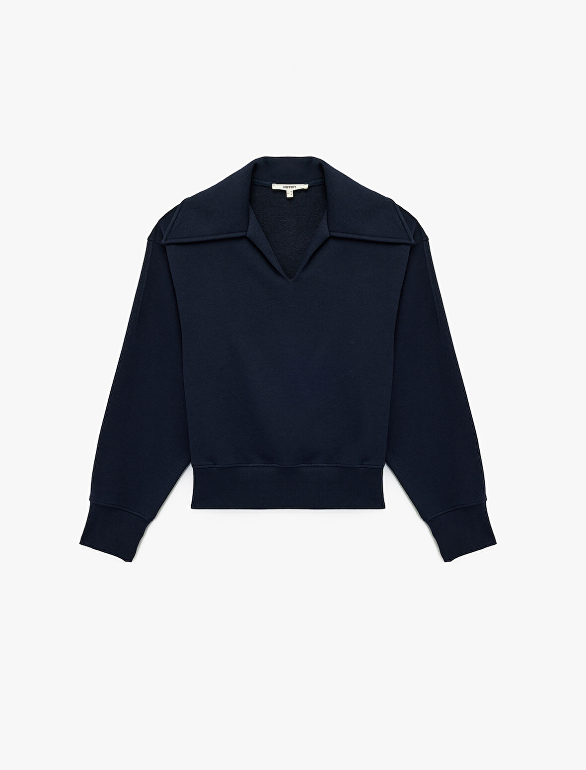 Regular Fit Üç İplik Uzun Kollu Polo Yaka Sweatshirt