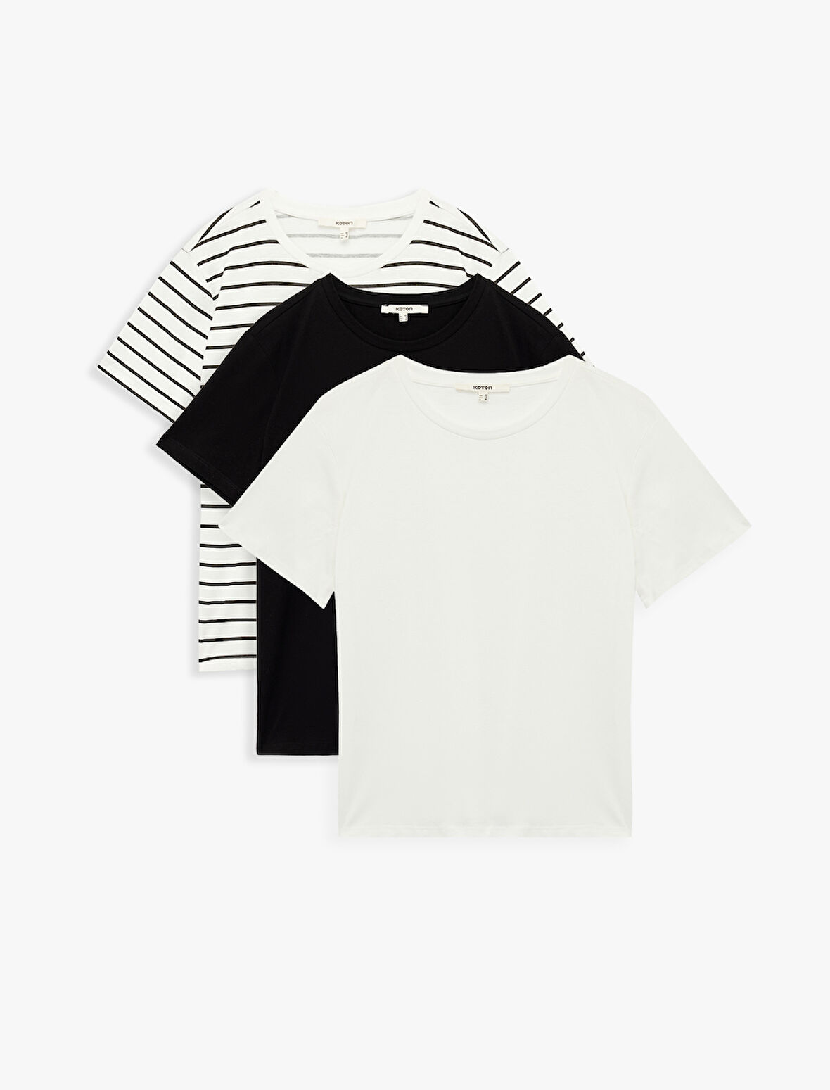 3'lü Pamuklu Kısa Kollu Bisiklet Yaka Tişört Seti