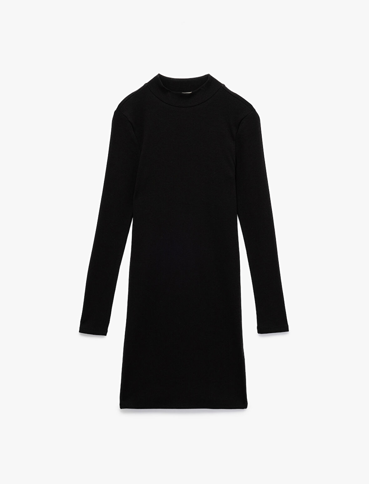 Pamuklu Kaşkorse Slim Fit Uzun Kollu Dik Yaka Diz Üstü Elbise