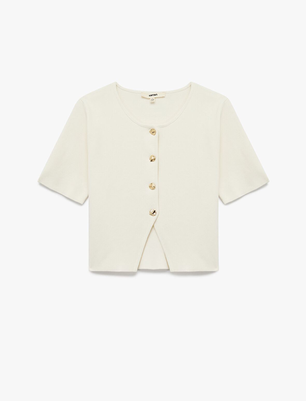 Asimetrik Kısa Kollu Bisiklet Yaka Düğmeli Hırka