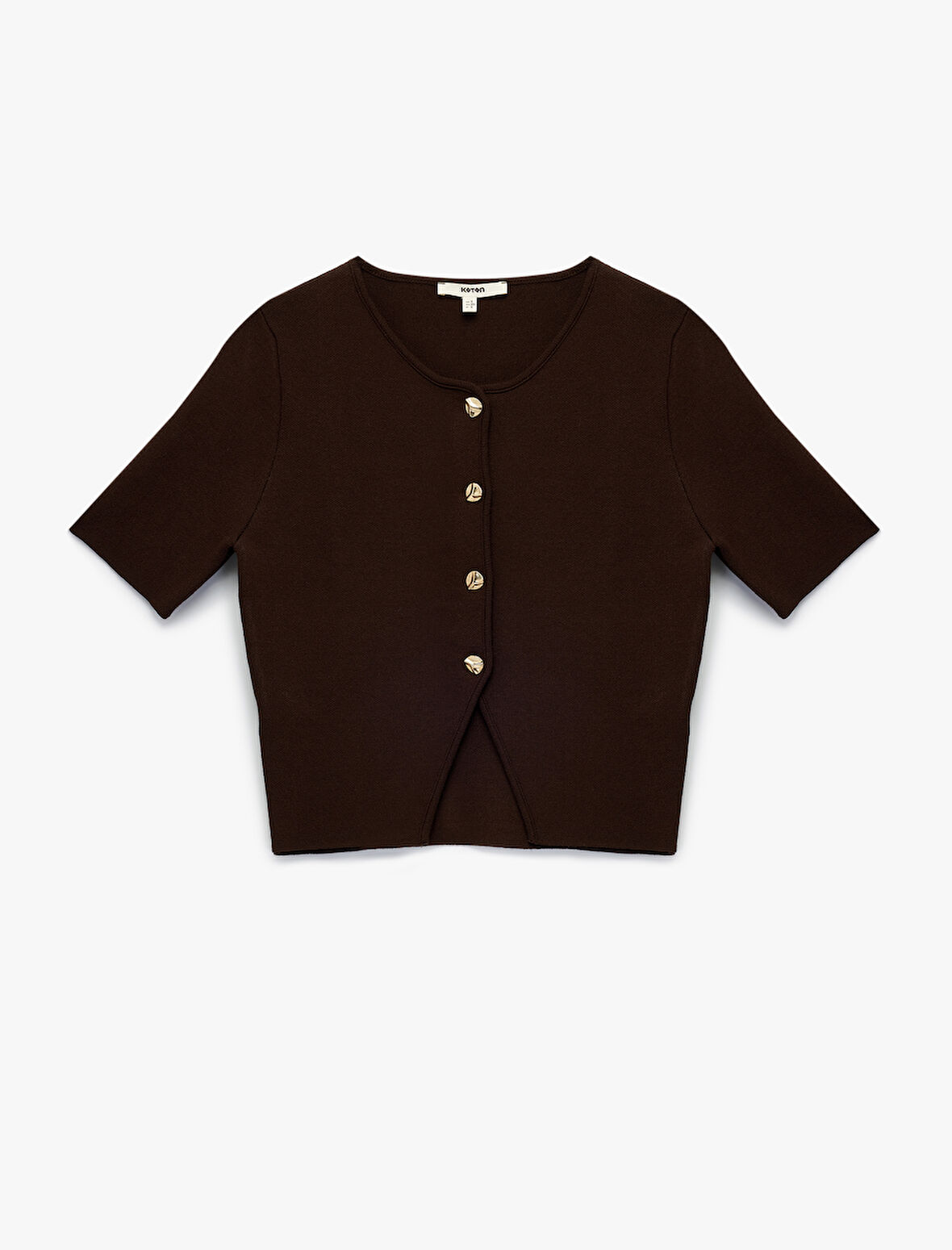 Asimetrik Kısa Kollu Bisiklet Yaka Düğmeli Hırka