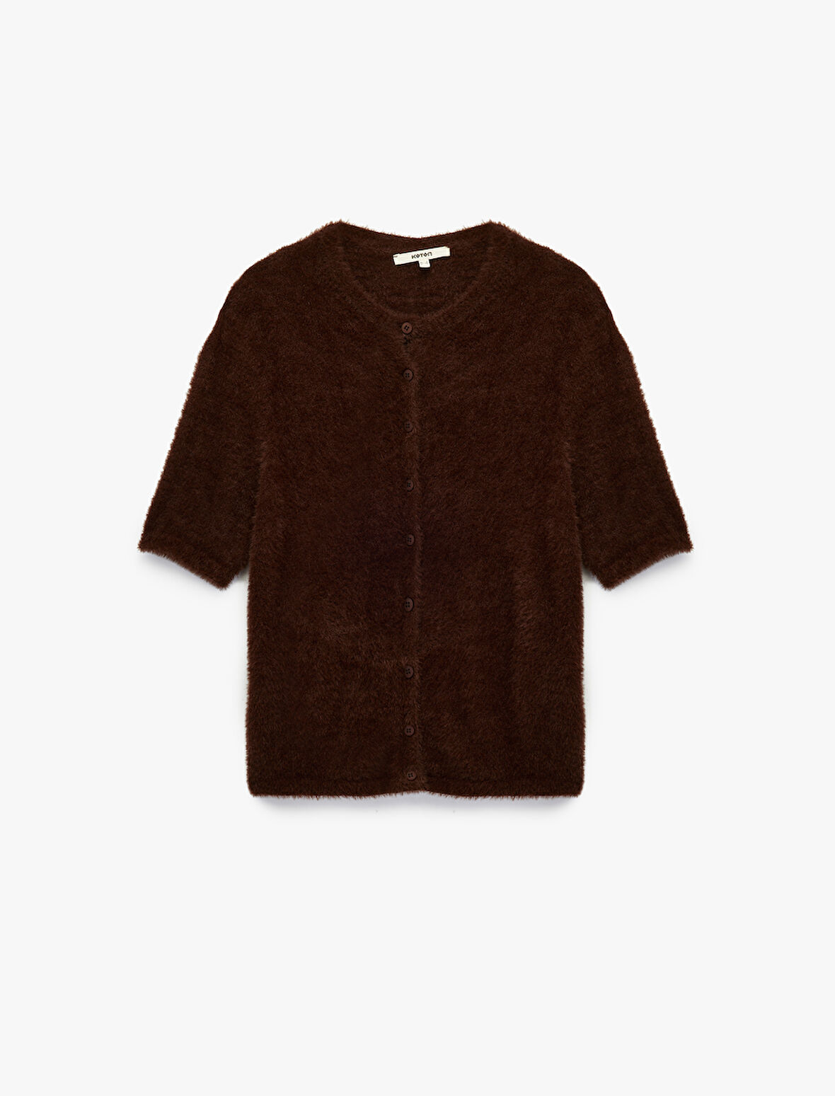 Kısa Kollu Bisiklet Yaka Peluş Triko Hırka