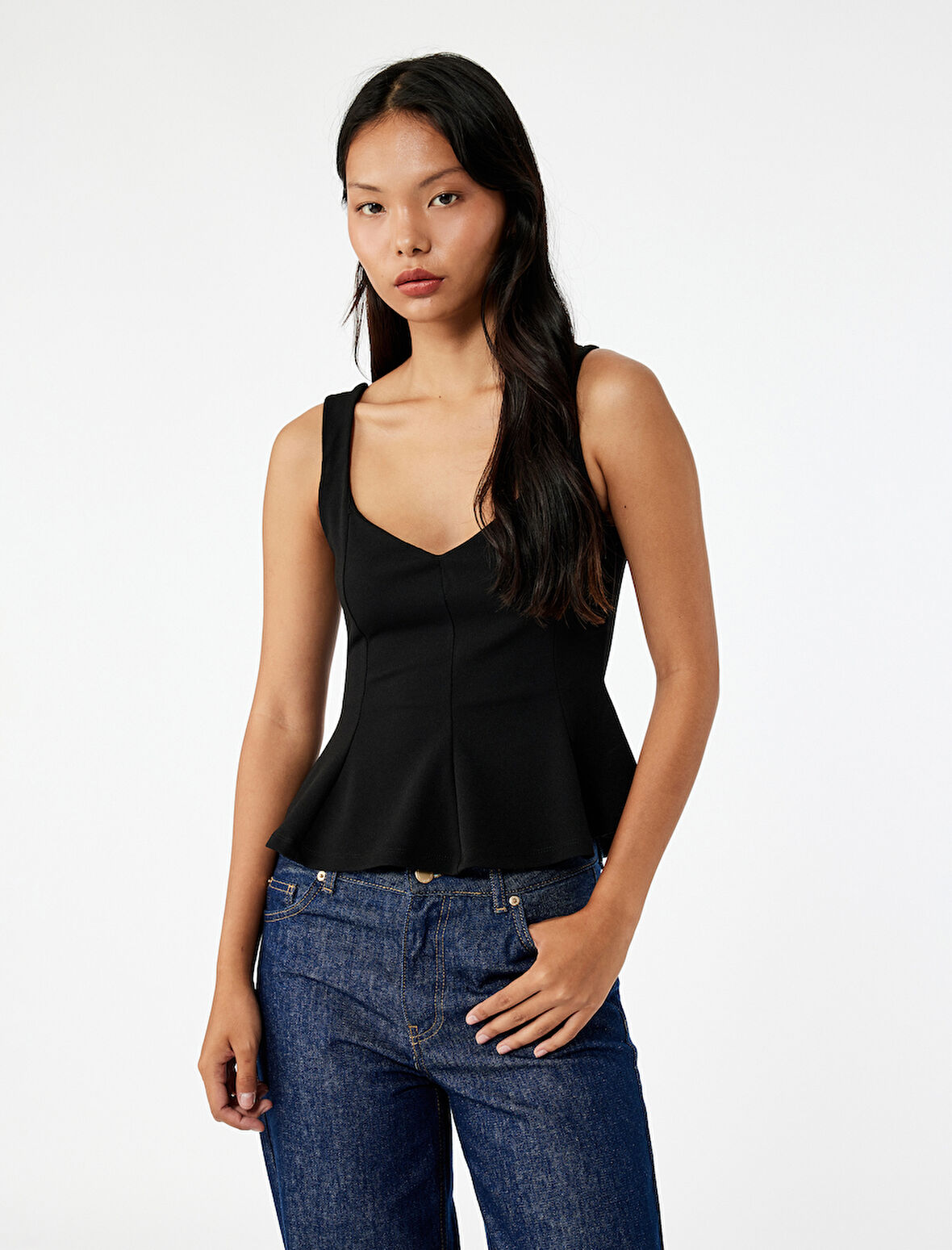 V Yaka Basic Askılı Atlet