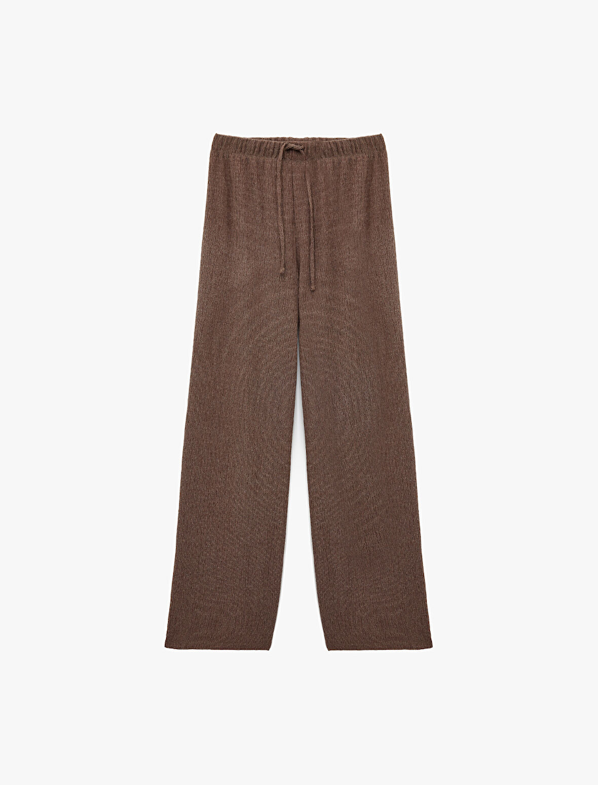 Bürümcük Kumaş Rahat Kalıp Beli Bağcıklı Düz Bol Paça Pantolon