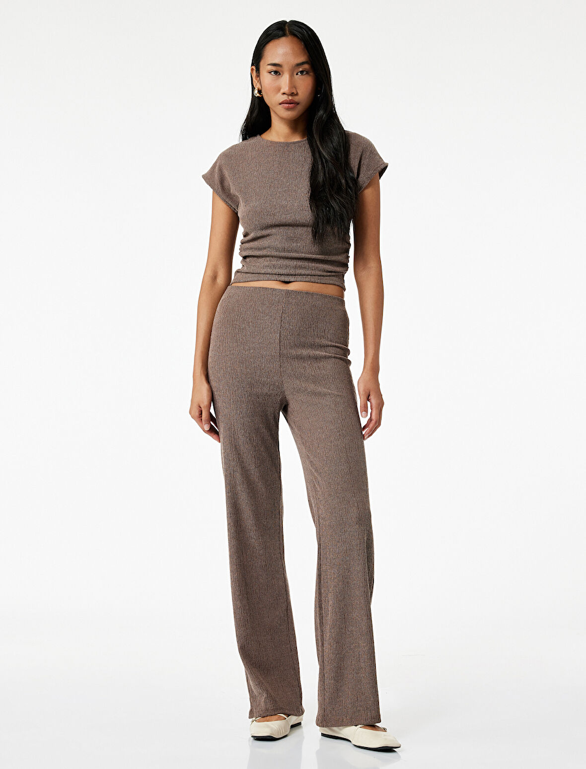 Bürümcük Kumaş Slim Fit Uzun Düz Paça Pantolon