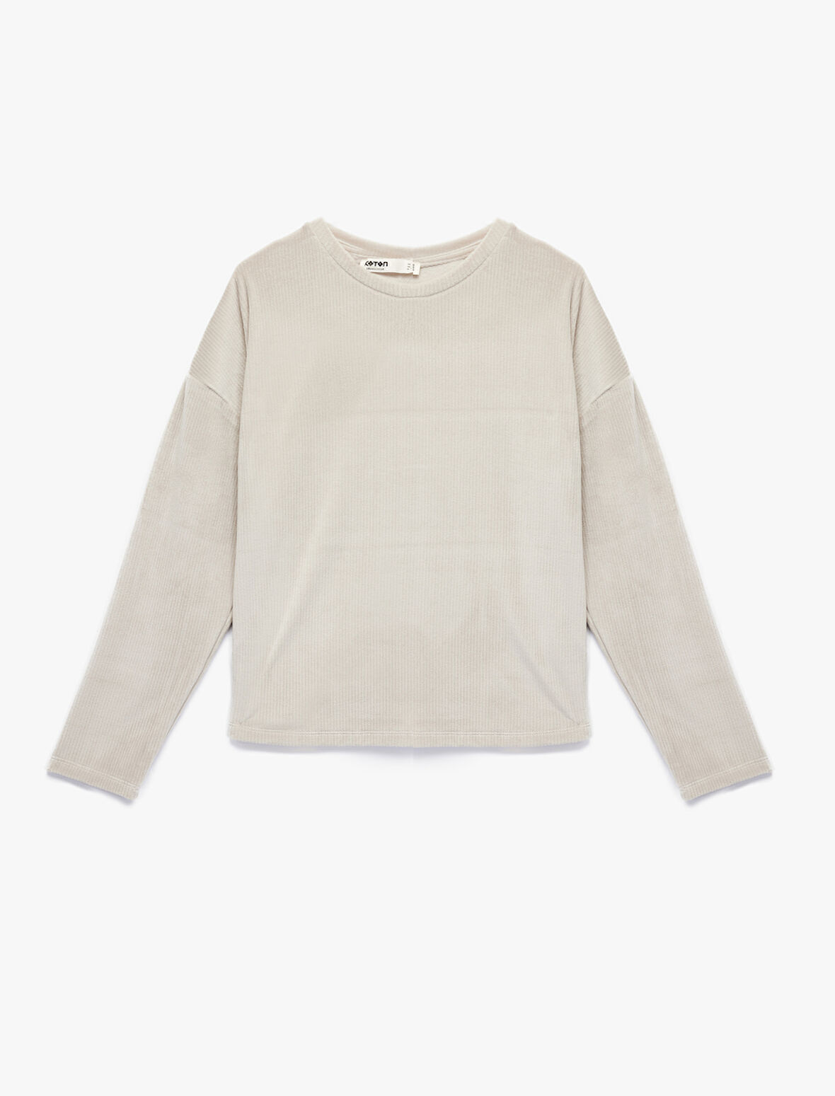 Uzun Kollu Bisiklet Yaka Rahat Kalıp Pijama Üstü