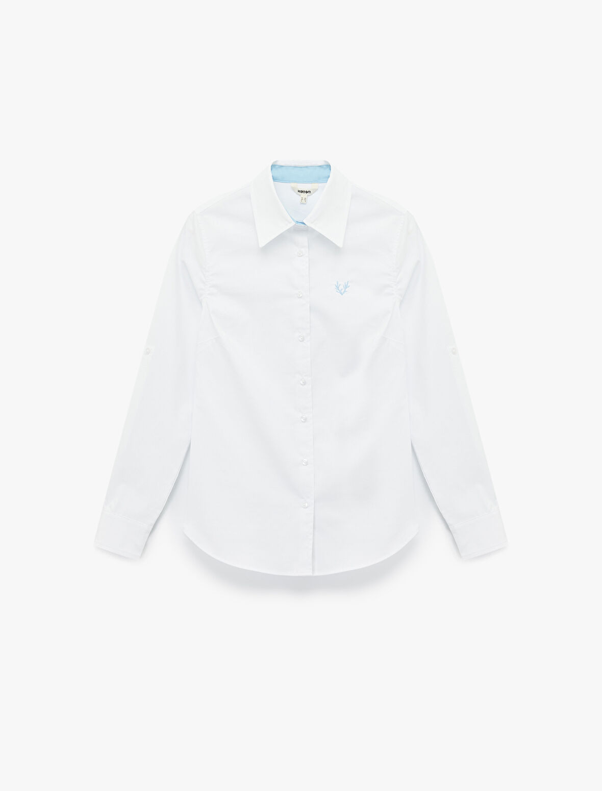 Pamuklu Slim Fit Uzun Kollu İşleme Detaylı Poplin Gömlek