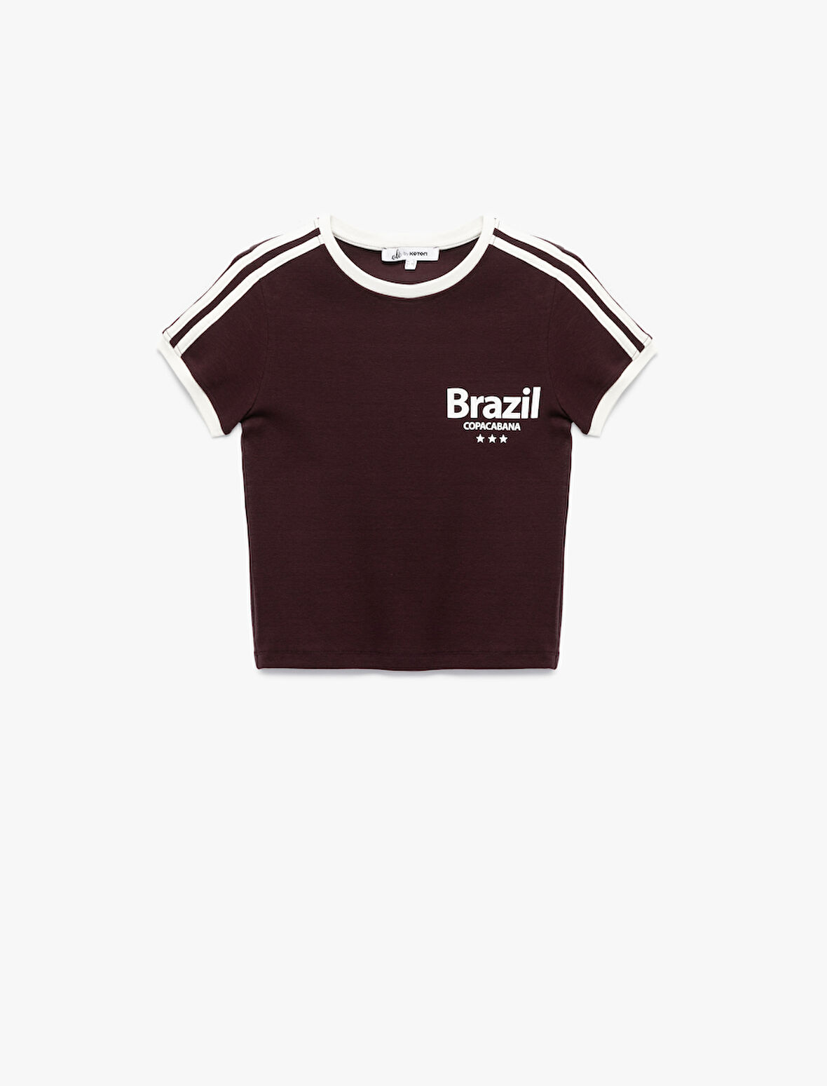 Slim Fit Çizgili Kısa Kollu Bisiklet Yaka Baskılı Tişört