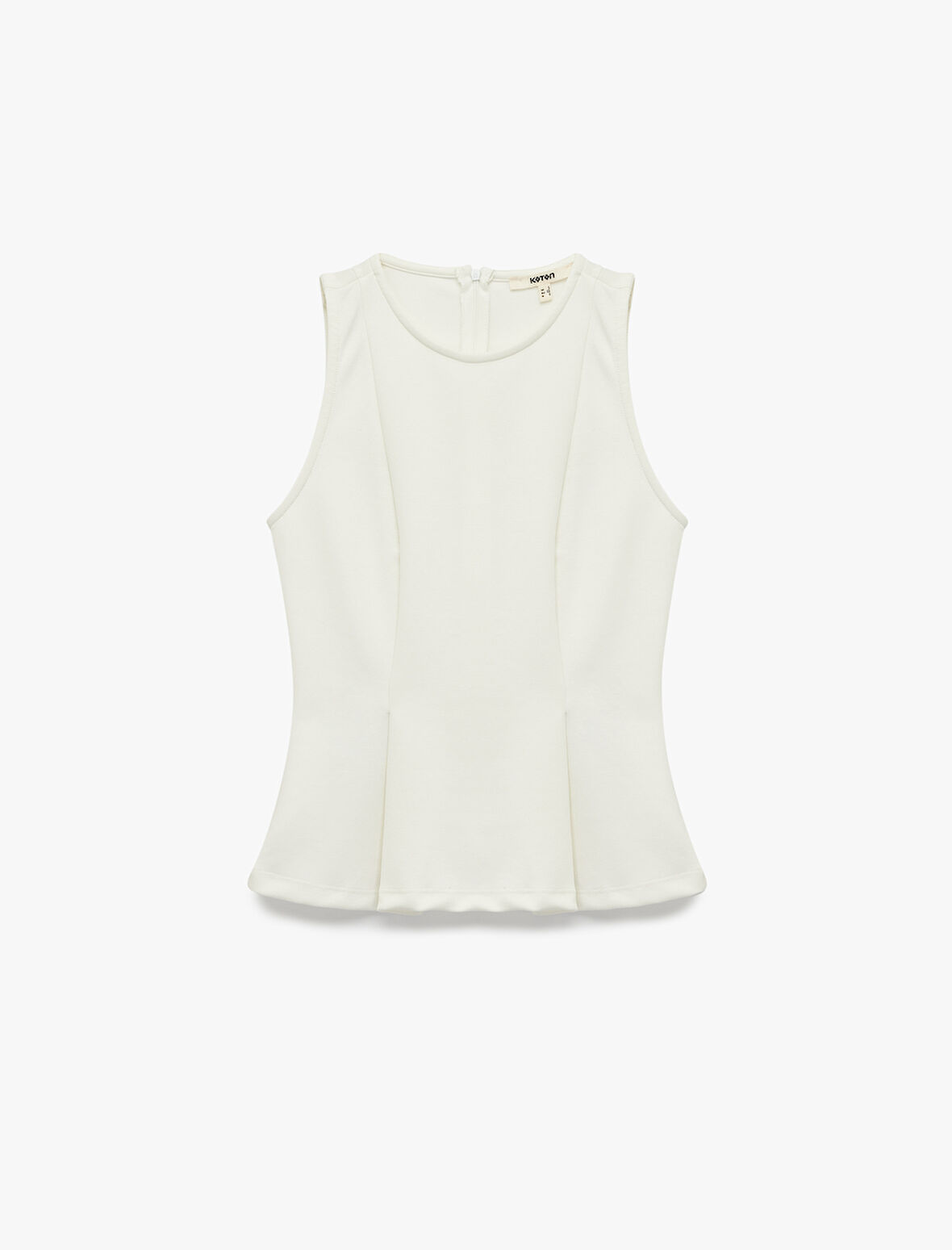 Slim Fit Bisiklet Yaka Kolsuz Peplum Bluz