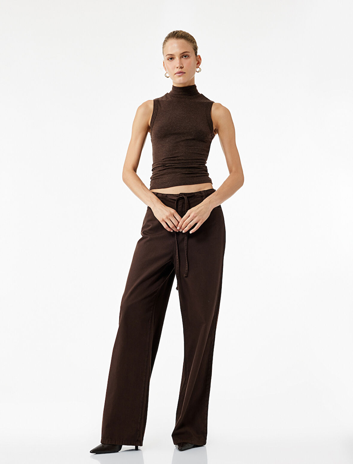 Koyun Yünü Karışımlı Slim Fit Dik Yaka Kolsuz Body