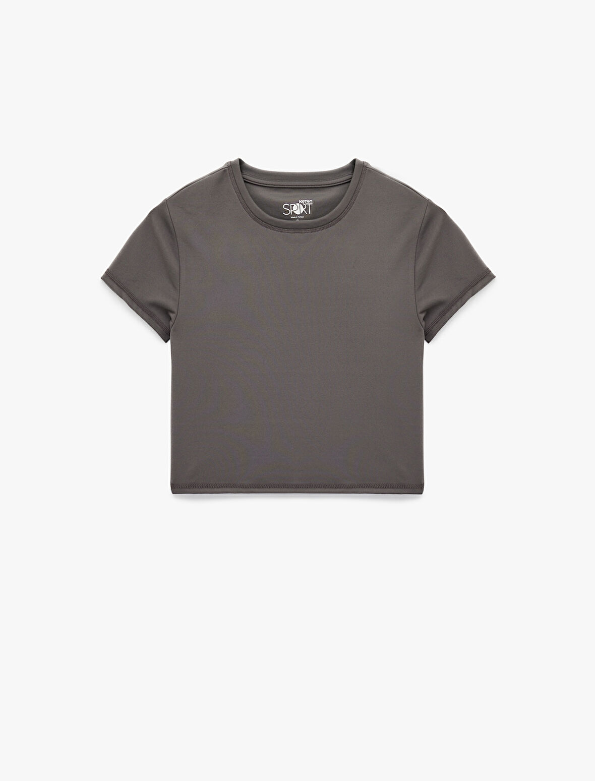 Slim Fit Kısa Kollu Bisiklet Yaka Crop Spor Tişört