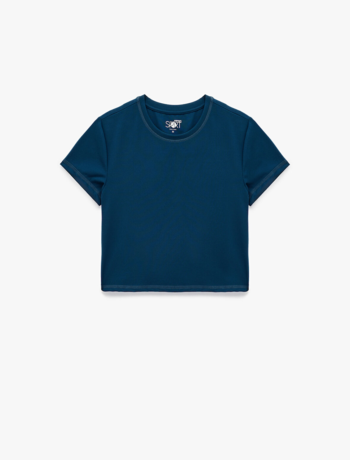 Slim Fit Kısa Kollu Bisiklet Yaka Crop Spor Tişört