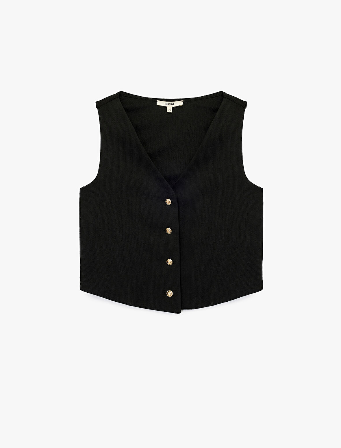 Bürümcük Kumaş Dokulu V Yaka Düğmeli Yelek