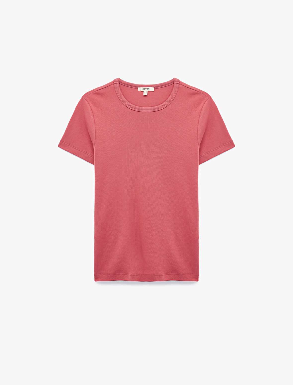 Pamuklu Kısa Kollu Bisiklet Yaka Basic Tişört