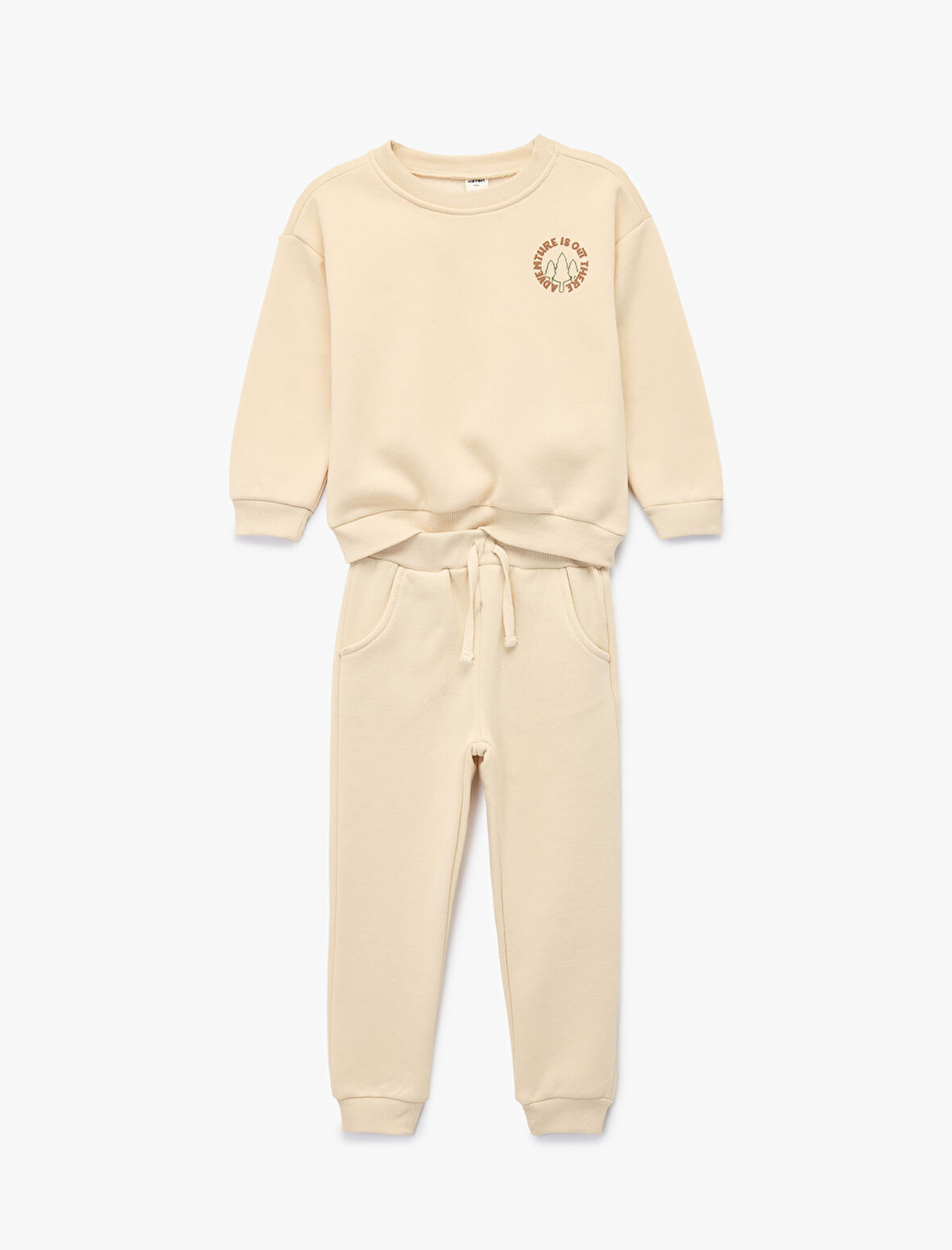 Baskılı Uzun Kollu Bisiklet Yaka Eşofman Takımı 