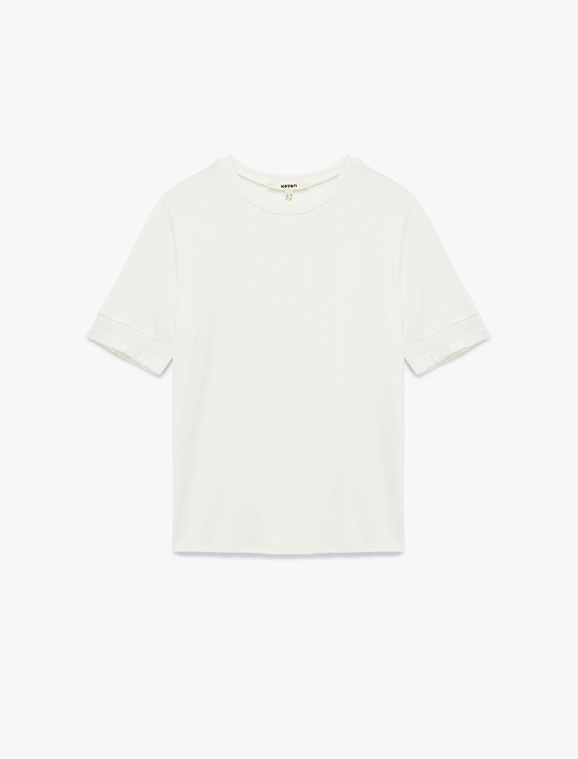 Slim Fit Ribana Detaylı Kısa Kollu Bisiklet Yaka Tişört