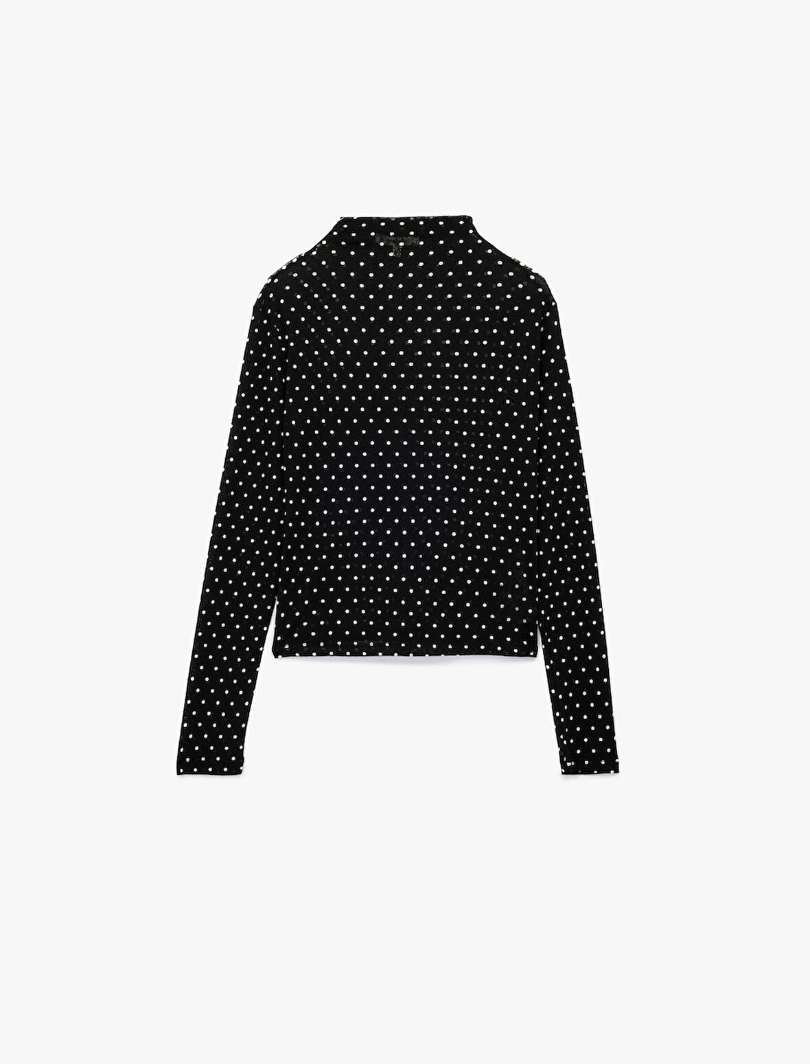 Slim Fit Uzun Kollu Dik Yaka Puantiyeli Tişört