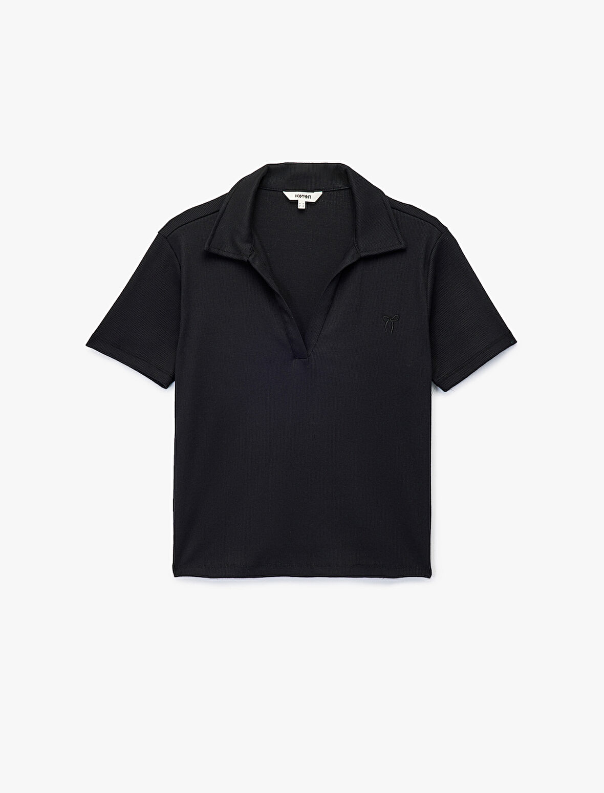 Pamuklu Fiyonk Nakış Detaylı Slim Fit Kısa Kollu Polo Yaka Tişört