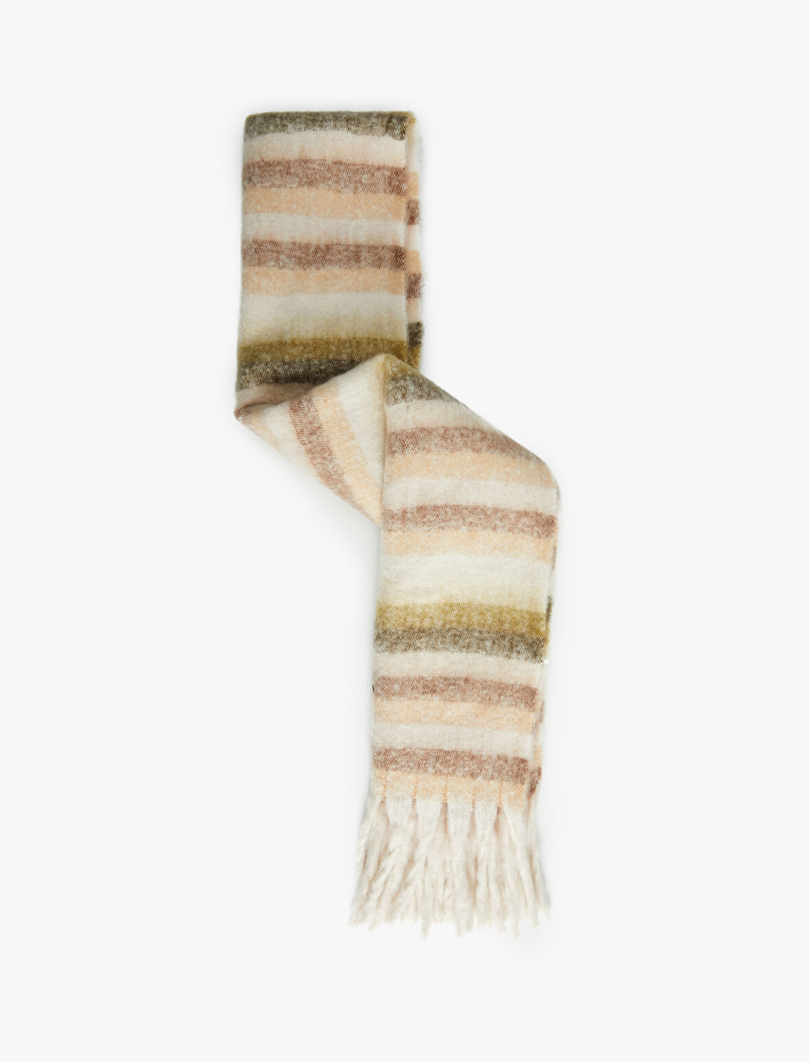 Yumuşak Dokulu Püsküllü Çizgili Uzun Atkı