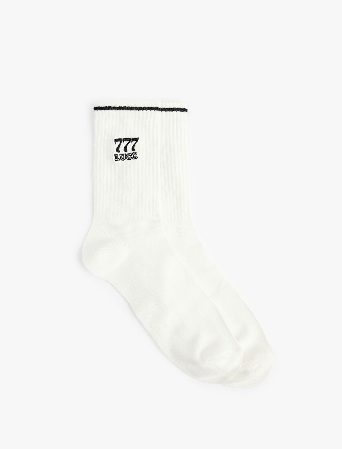 İşlemeli Çizgi Detaylı Tenis Çorabı