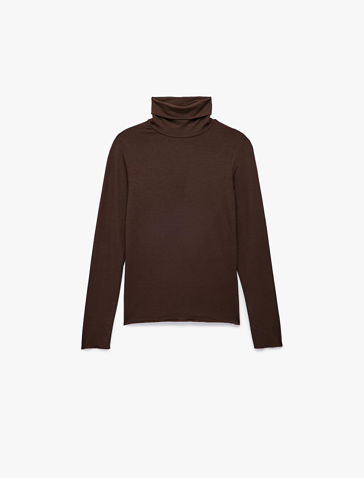 Slim Fit Viskon Kumaş Uzun Kollu Balıkçı Yaka Tişört