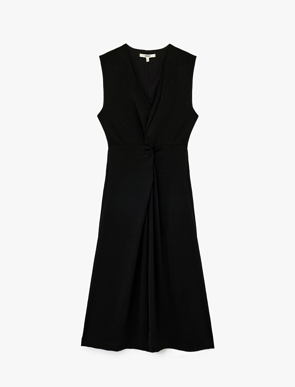 Aerobin Kumaş V Yaka Kolsuz Kruvaze Midi Boy Elbise