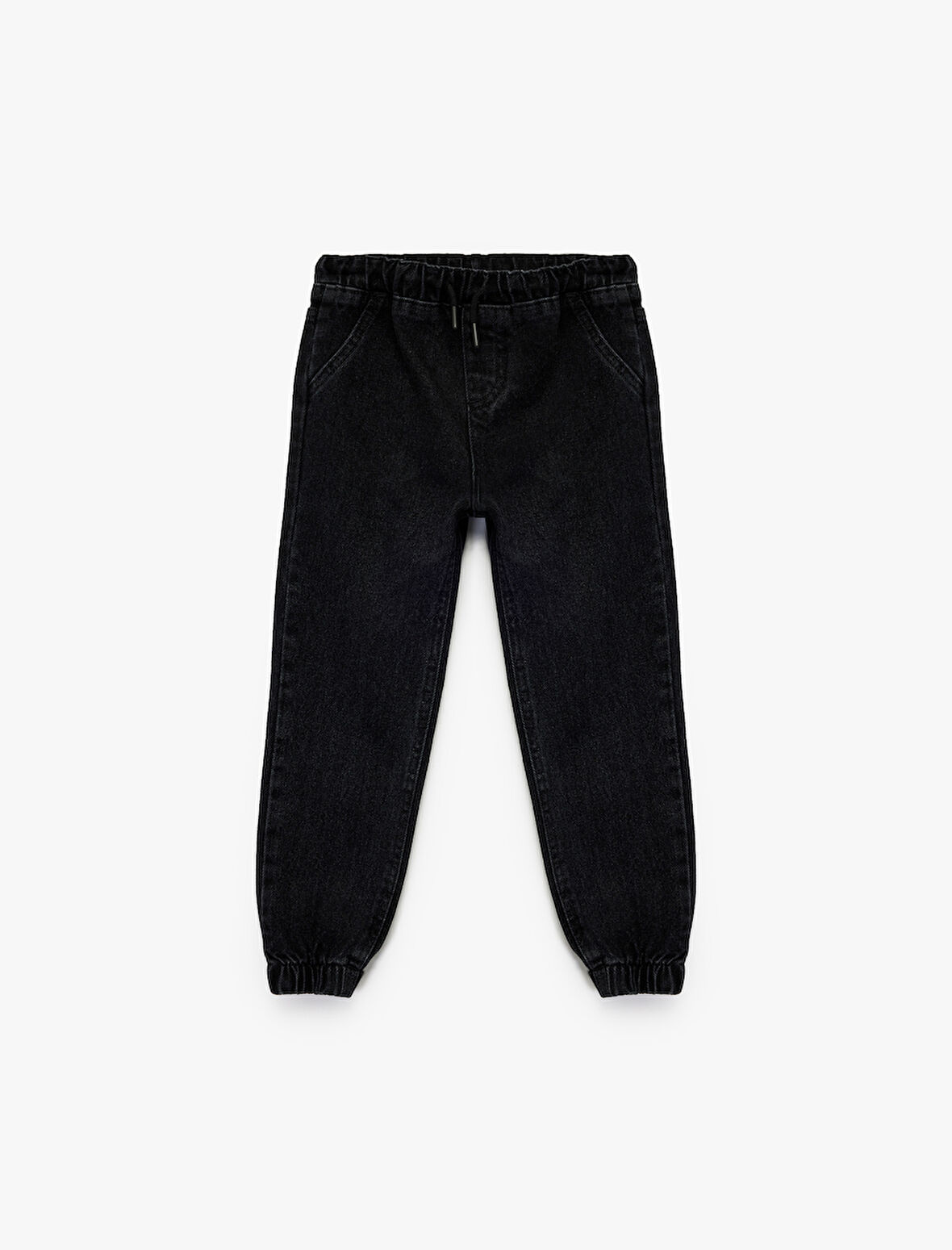 Pamuklu Rahat Kesim Beli Bağcıklı Jogger Denim Pantolon