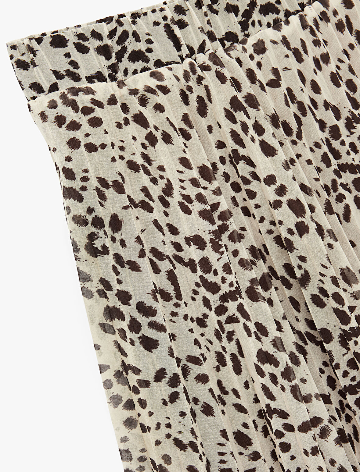 Standart Bel Leopar Desenli Pileli Midi Şifon Etek