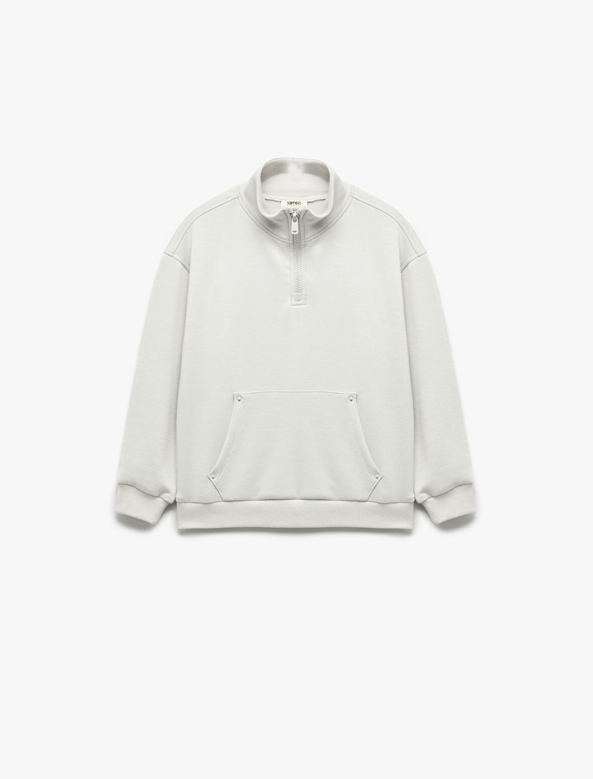 Yarım Fermuarlı Kanguru Cepli Uzun Kollu Dik Yaka Oversize Sweatshirt