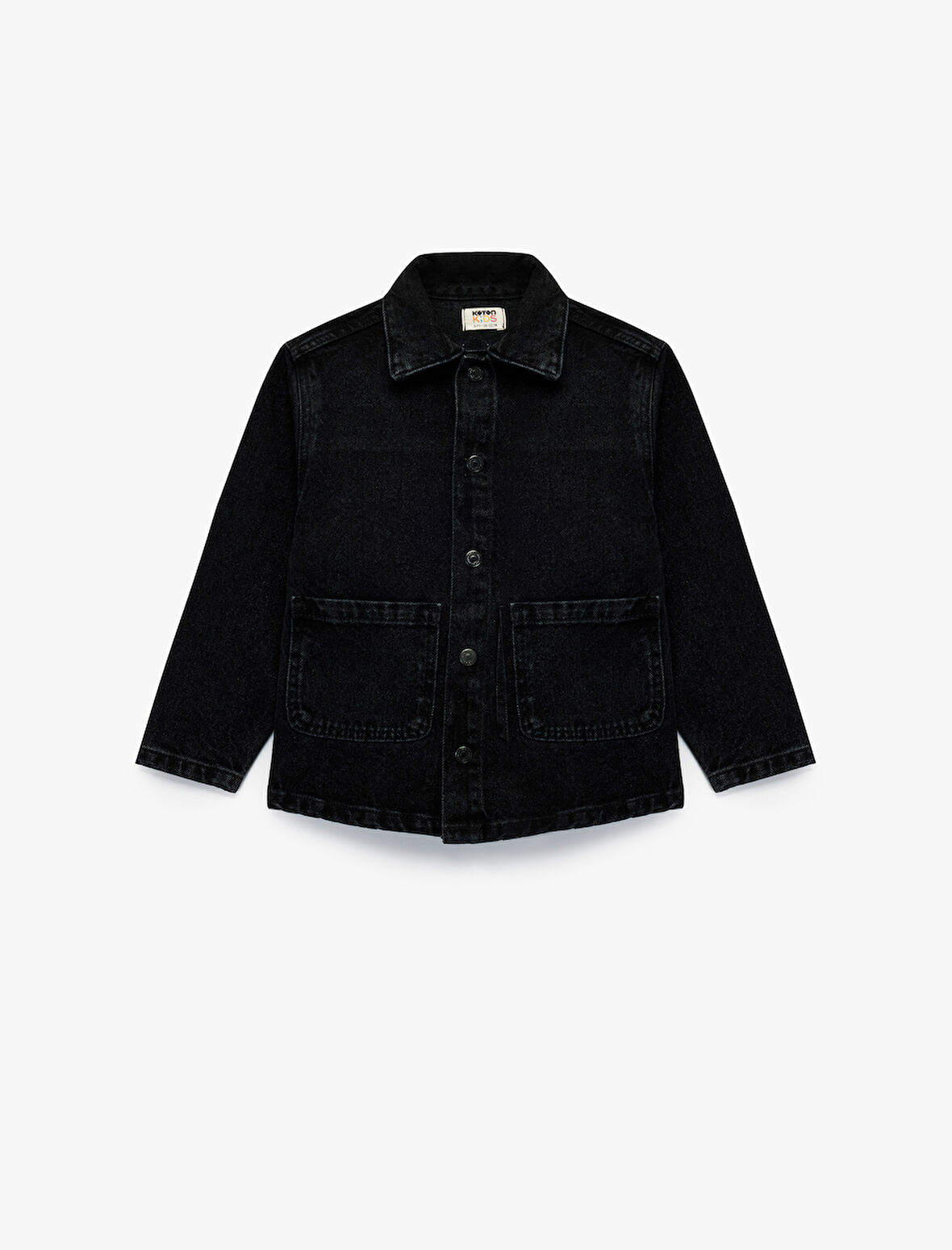 Pamuklu Düğmeli Uzun Kollu Cep Detaylı Denim Ceket