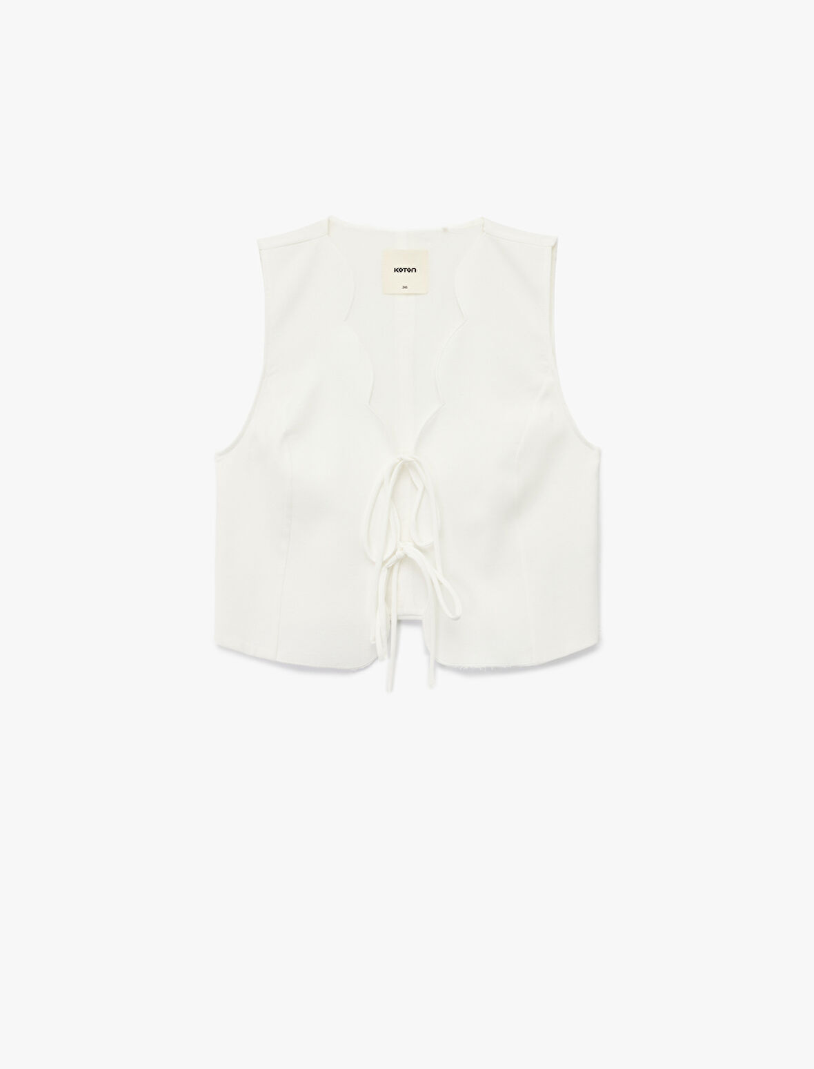 Viskon Kumaş Fiyonklu Önden Bağlama Detaylı Yelek