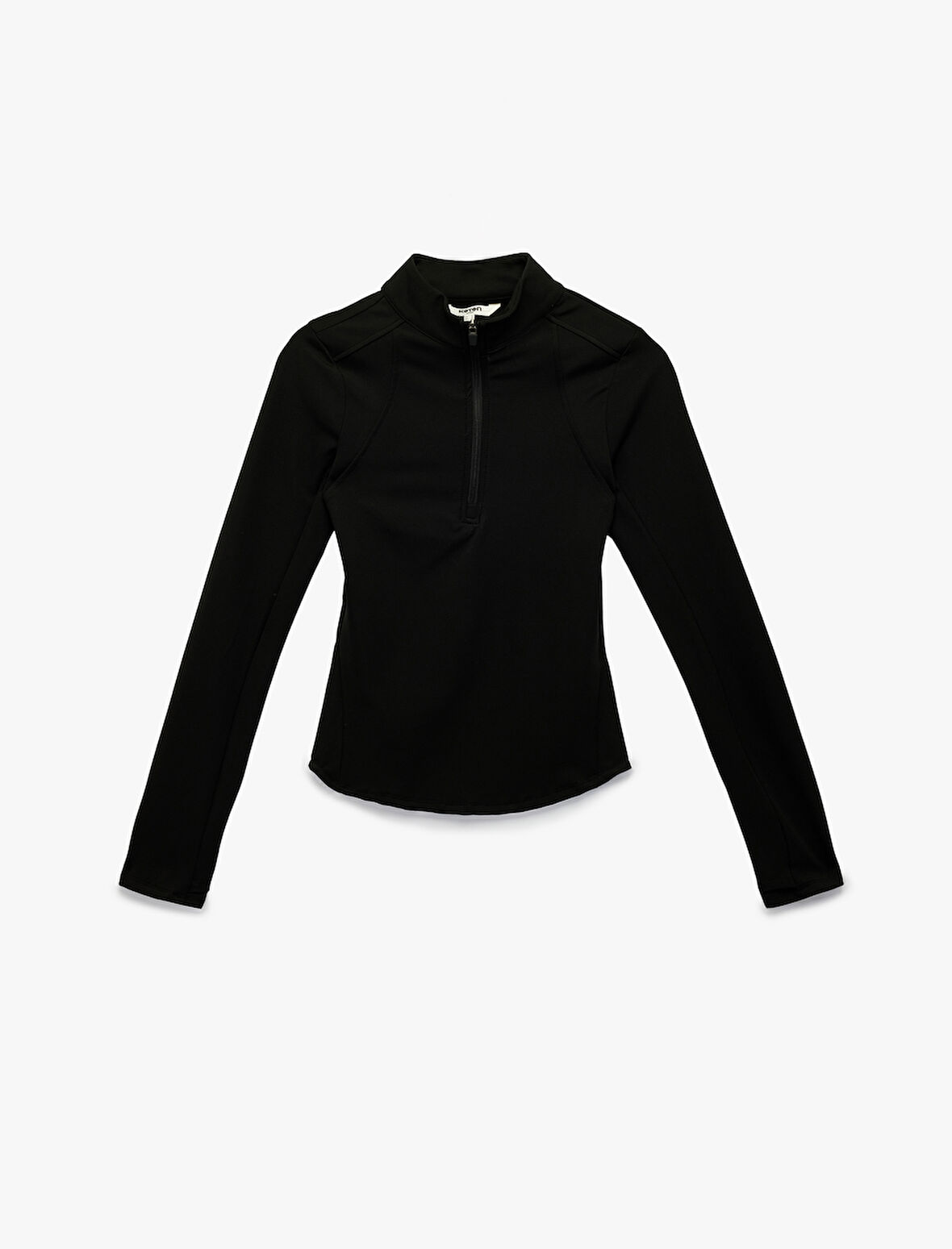 Uzun Kollu Dik Yaka Yarım Fermuarlı Spor Tişört