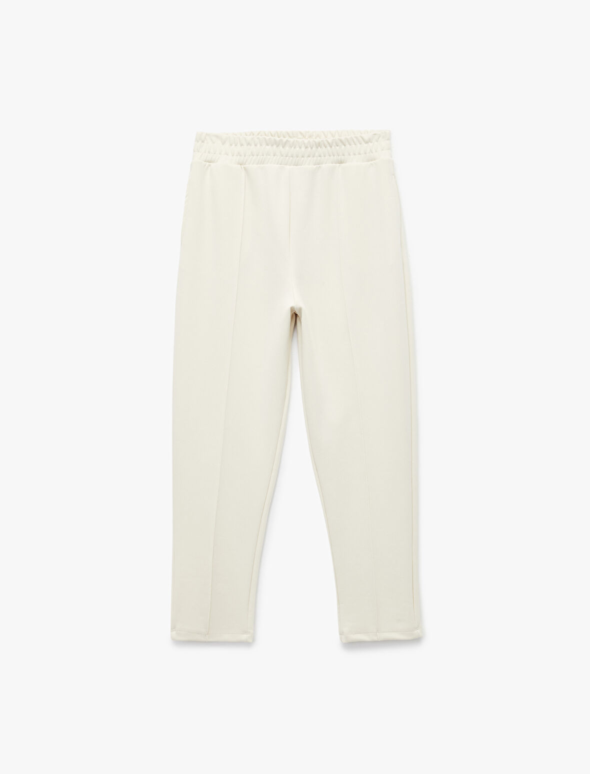 Yüksek Bel Nervürlü Cep Detaylı Düz Paça Modal Karışımlı Spor Eşofman Altı