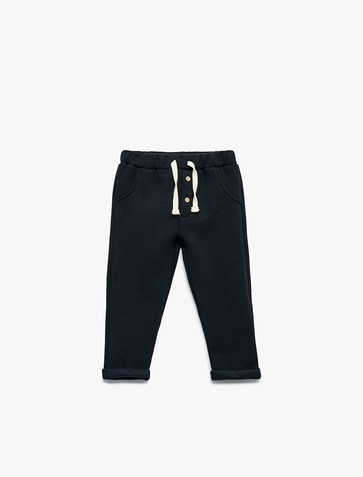 Şardonlu Duble Paça Düğmeli Bağcıklı Eşofman Altı