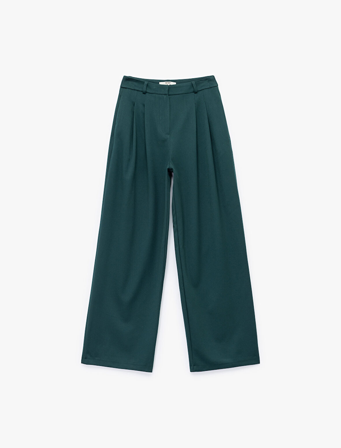 Pileli Cepli Yüksek Bel Geniş Paça Gabardin Baggy Pantolon