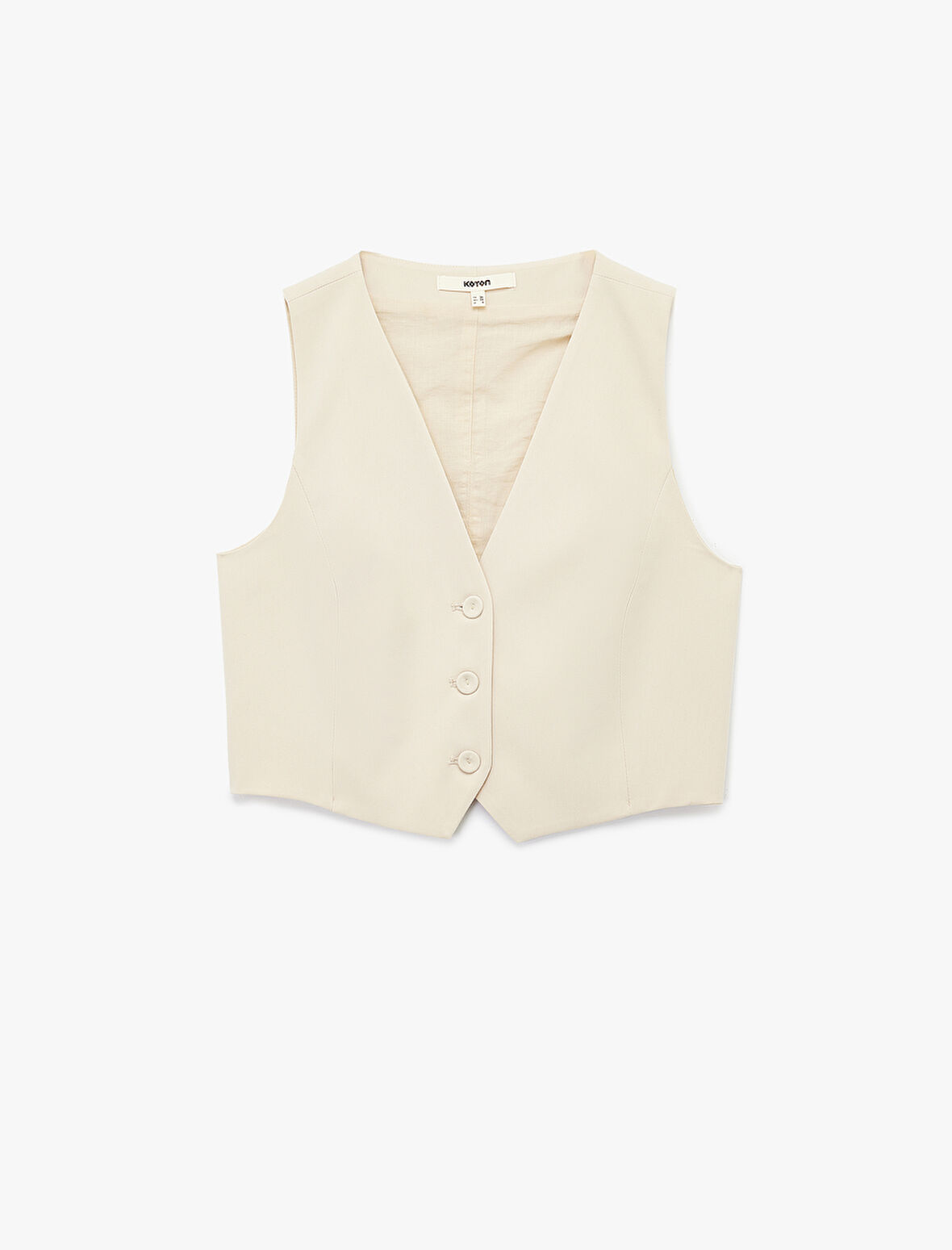 Astarlı V Yaka Düğmeli Blazer Yelek