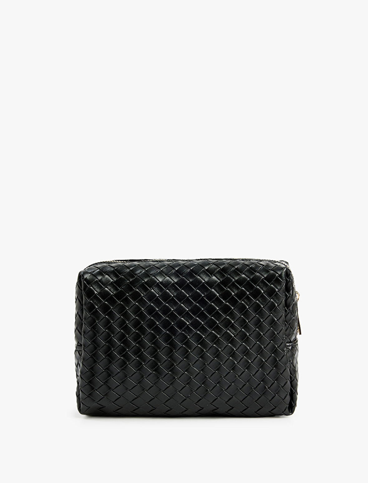 Fermuarlı Örgü Desenli Makyaj Çantası