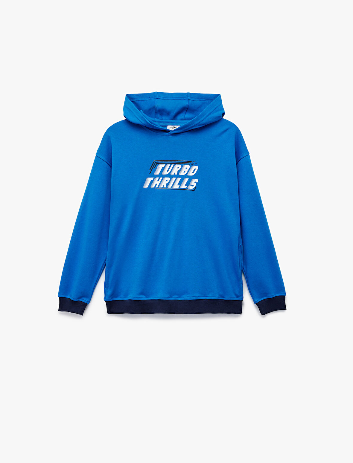 Pamuklu Baskılı Uzun Kollu Kapşonlu Oversize Sweatshirt