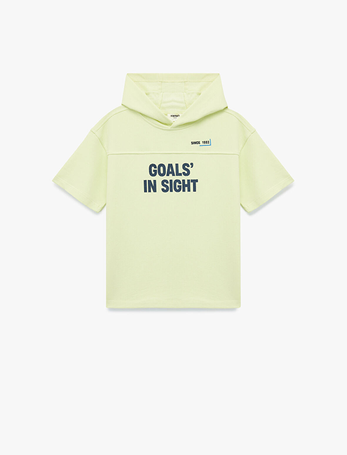 Pamuklu Kısa Kollu Baskılı Kapşonlu Oversize Sweatshirt