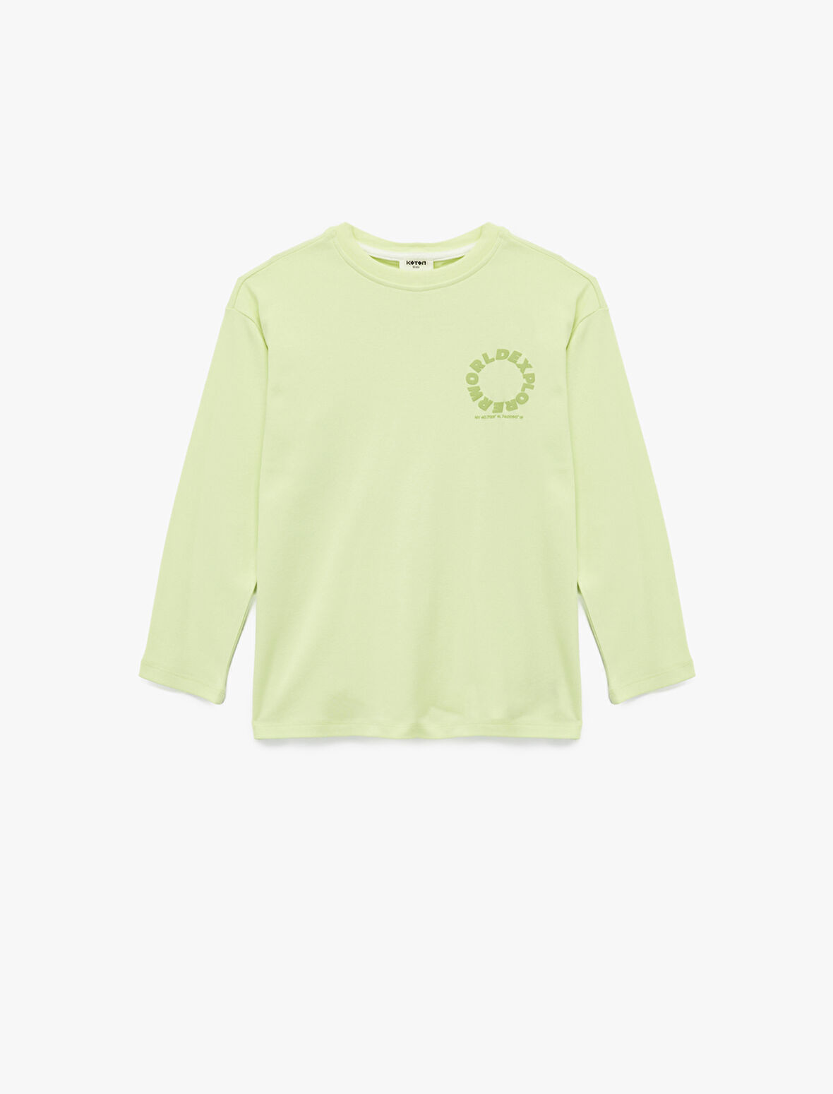 Pamuklu Baskılı Uzun Kollu Bisiklet Yaka Oversize Sweatshirt