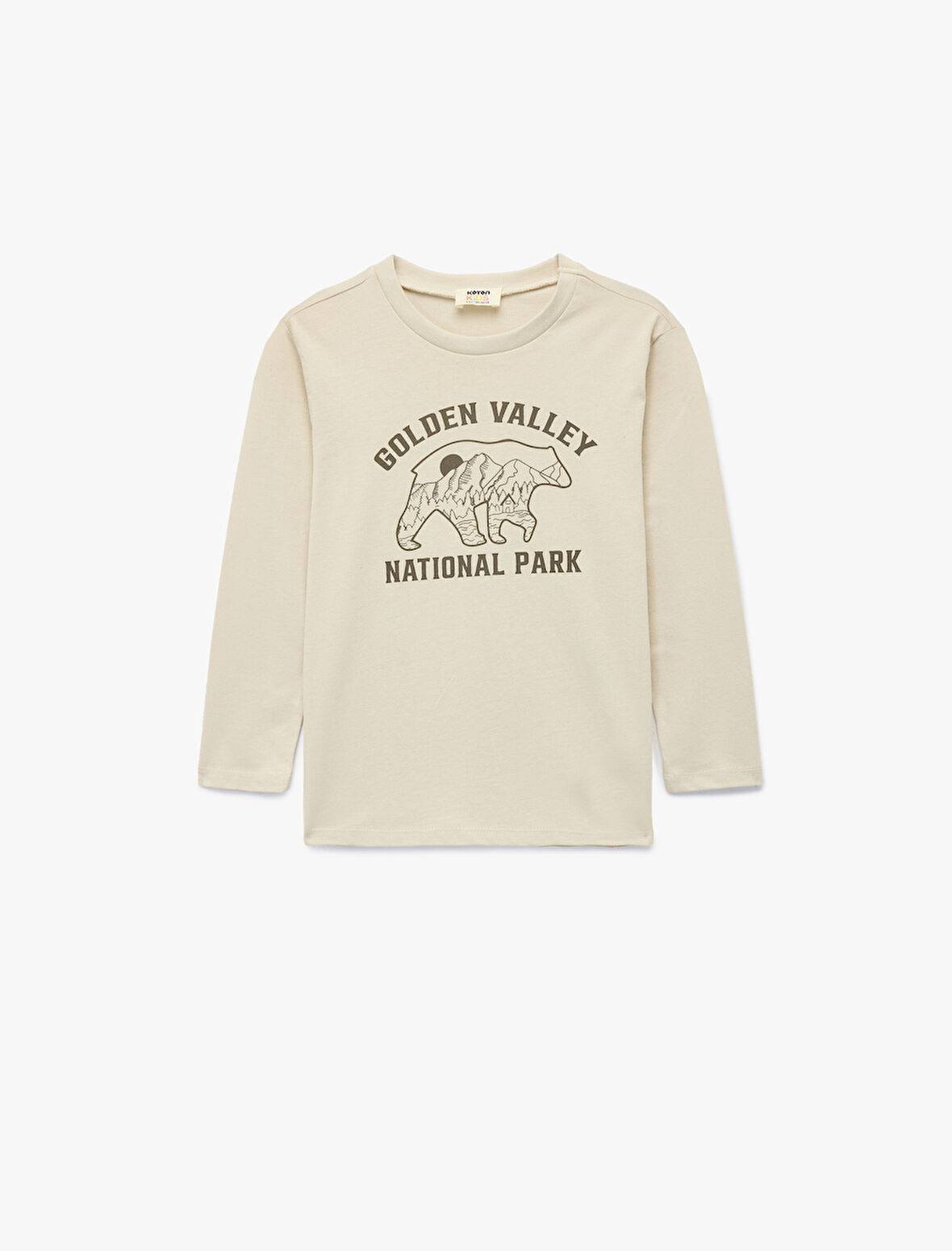 Pamuklu Uzun Kollu Bisiklet Yaka Baskılı Tişört