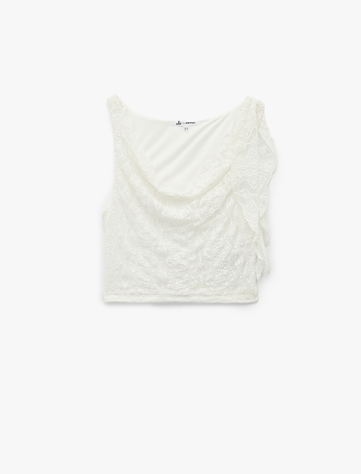 Slim Fit Degaje Yaka Dantelli Kolsuz Bluz