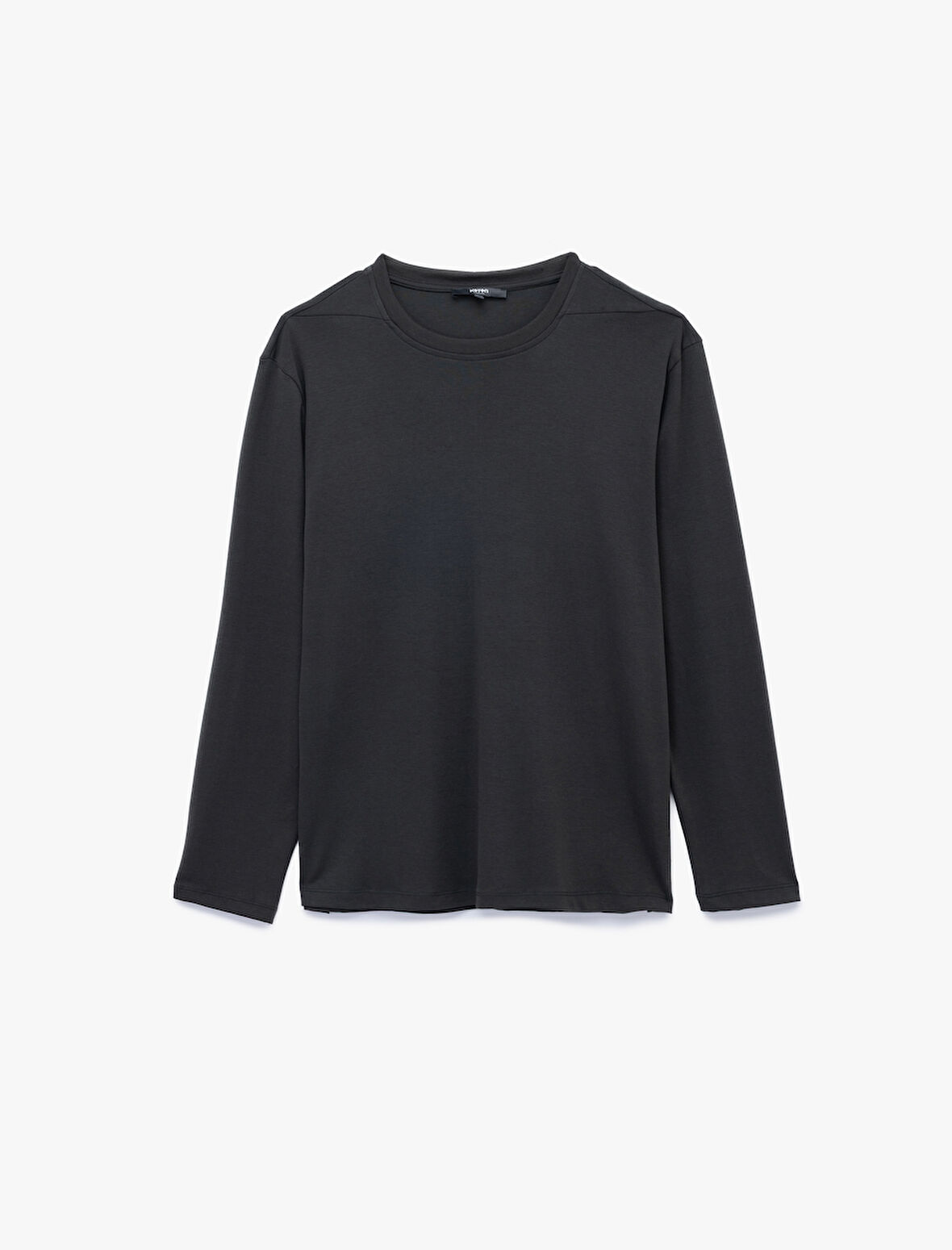 Pamuklu Bisiklet Yaka Basic Uzun Kollu Tişört