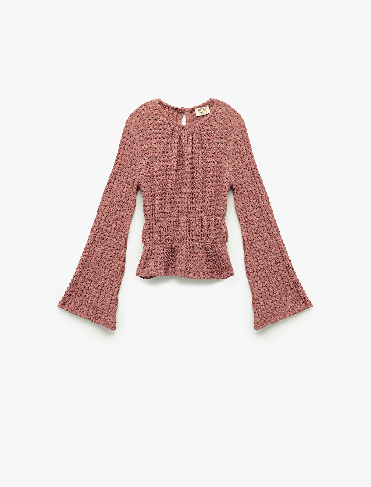 Uzun İspanyol Kollu Lastik Detaylı Bürümcük Bisiklet Yaka Bluz