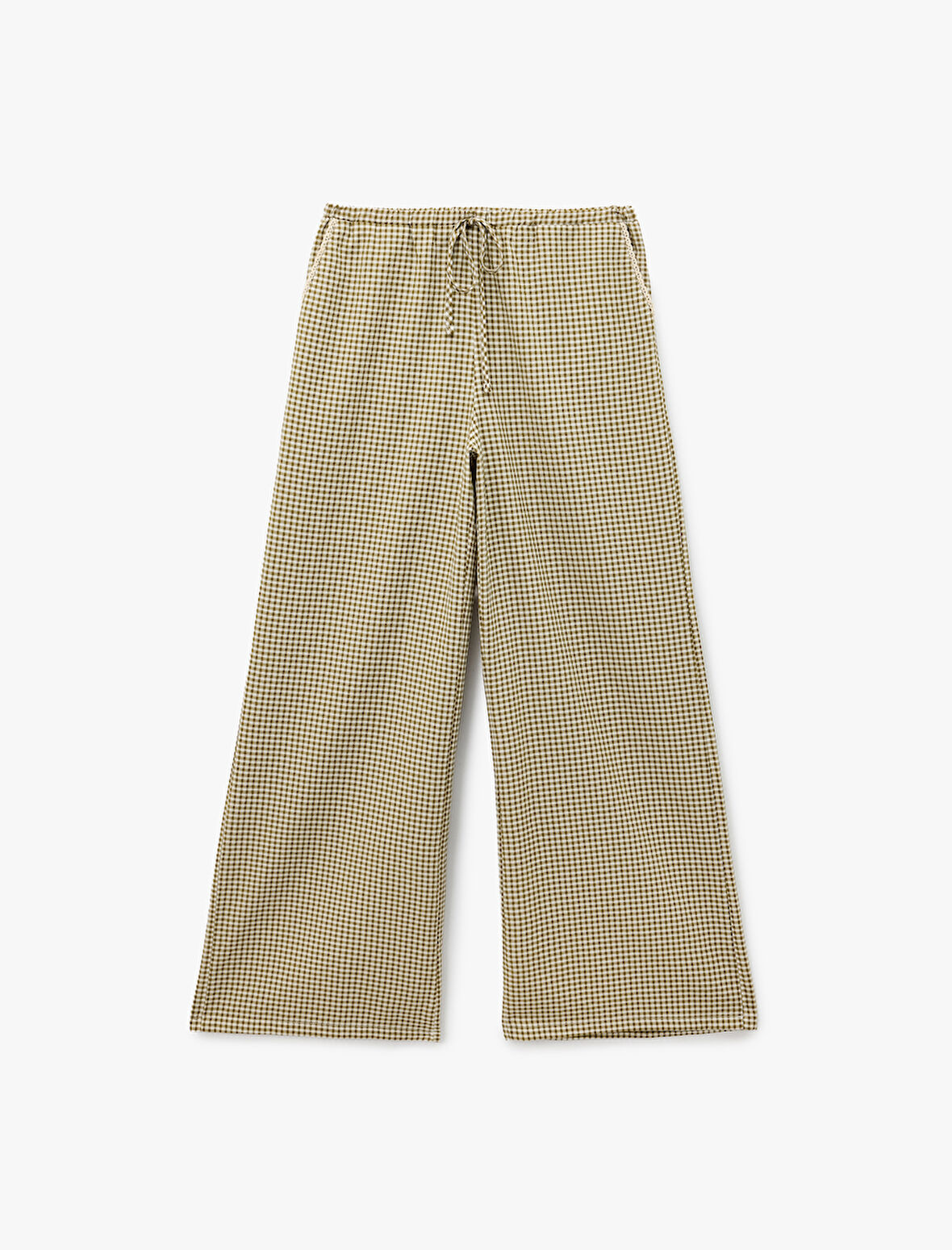 Rahat Kalıp Cepli Beli Bağlamalı Poplin Kareli Pijama Altı