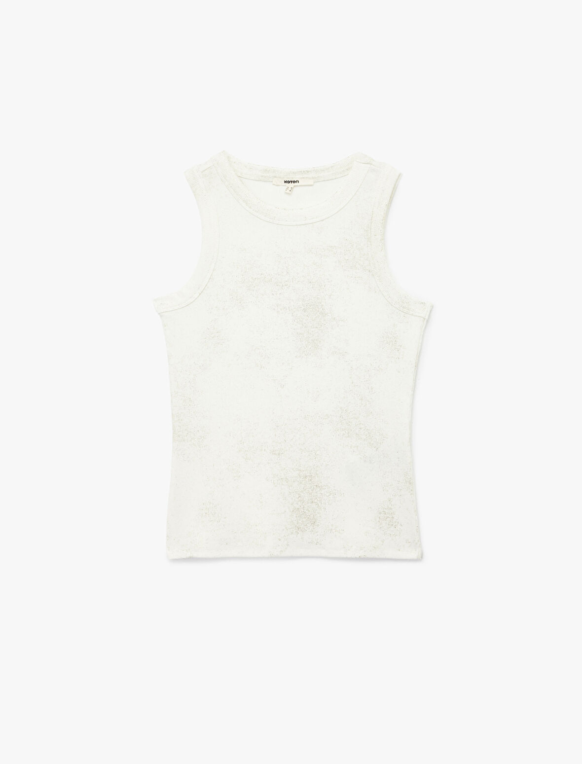 Pamuklu Kolsuz Halter Yaka Parlak Simli Atlet