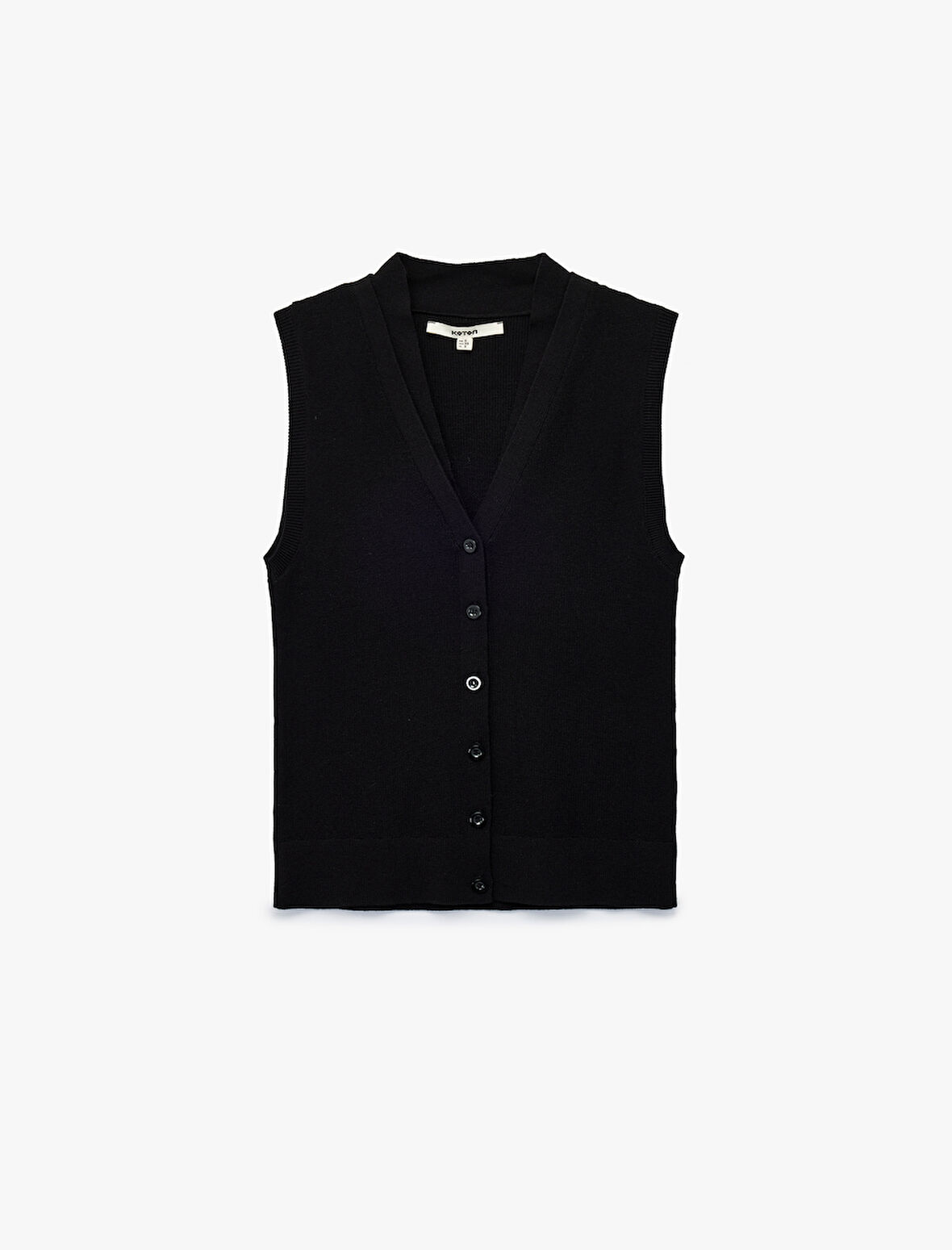 Düğmeli V Yaka Triko Yelek