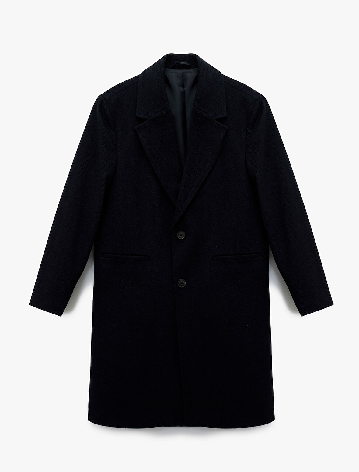 Düğmeli Cepli Kruvaze Yaka Kaşe Kaban