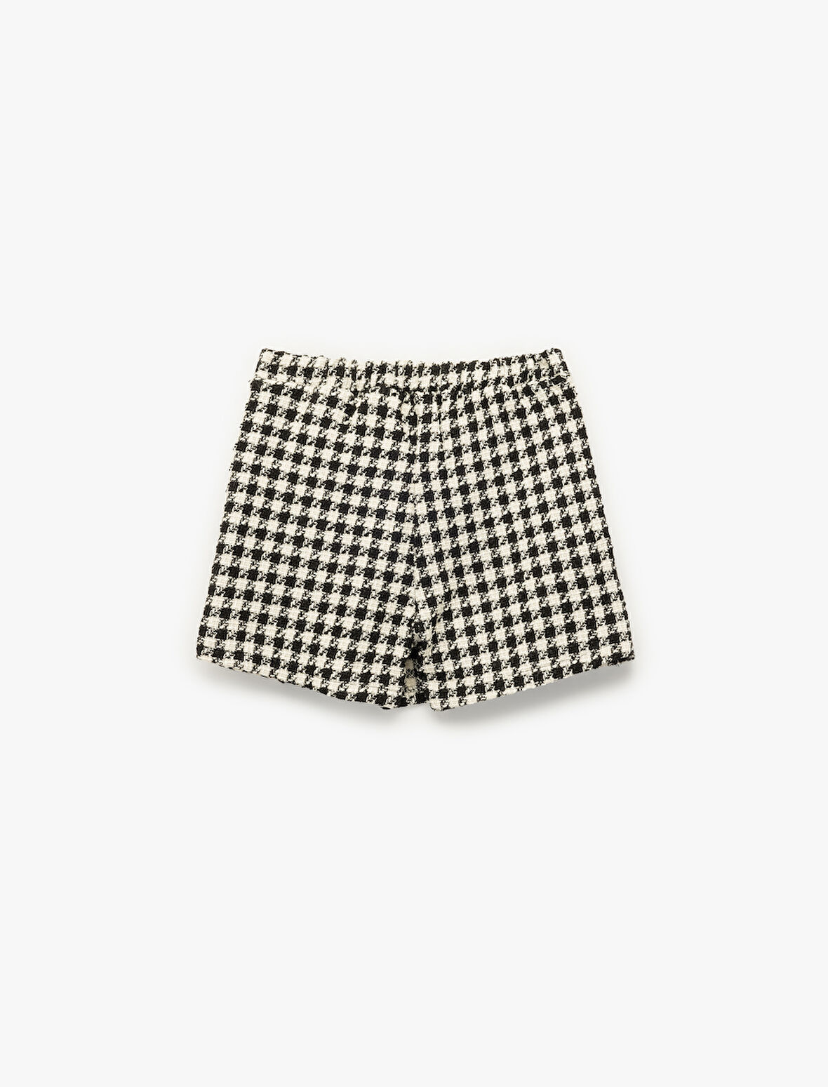 Kaz Ayağı Desenli Beli Lastikli Tüvit Şort Etek